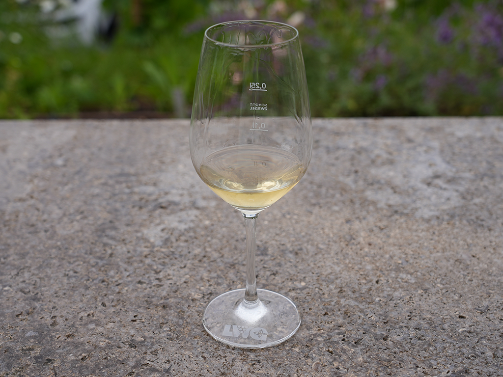 Ein Glas mit Wein aus dem Qvevri nach dem wohl ältesten “Weinrezept” der Welt.Jeannine Steinkuhl© LWG Veitshöchheim